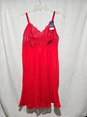 NWT Cacique Red Lace Babydoll Chemise Plus Size 14/16 Seriously Sexy NEW